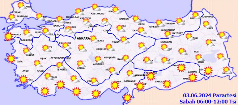 hava durumu tahminleri il il 3 haziran 2024 yeni haftada hava nasil olacak