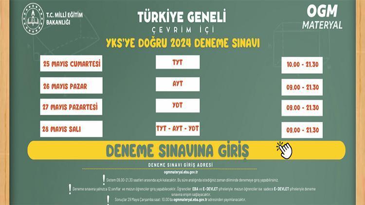 meb yks yksye dogru 2024 deneme sinavi sonuclari aciklandi mi ne zaman saat kacta GW4fNPSv